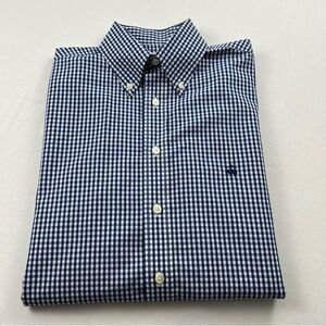 Brooks Brothers Blue and White Casual Gingham Shirt Mens Small Preppy Logo